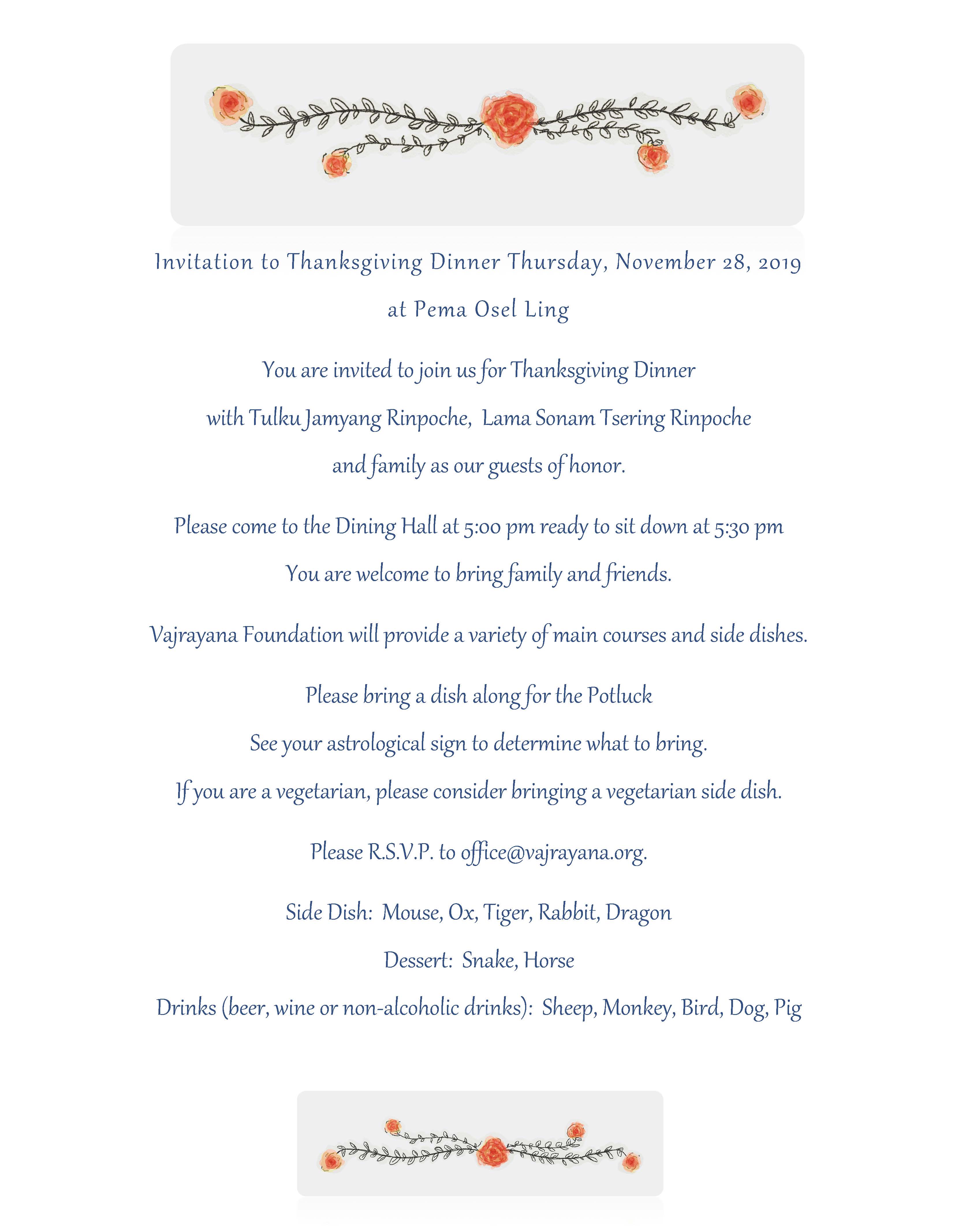 Thanksgiving 2019 Dinner Invitation